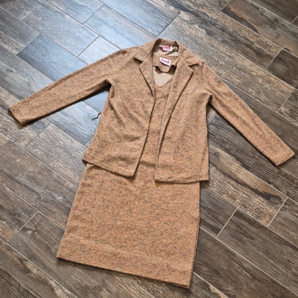 XS/S Vtg Jerell of Texas Lightweight Terry Cloth Space Dye Midi Dress & Jacket - Picture 2 of 13